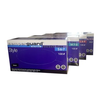   Semper vizsgálókesztyű Nitril fekete (100db S,M,L) (90 db XL)