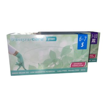   Semper vizsgálókesztyű Nitril Green (200 db S,M,L) (180 db XL)